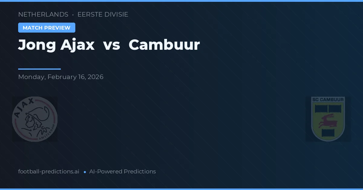 Jong Ajax vs Cambuur — hula at preview ng laban