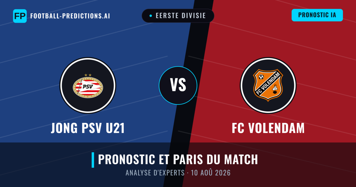 Jong PSV U21 vs FC Volendam — pronostic et avant-match