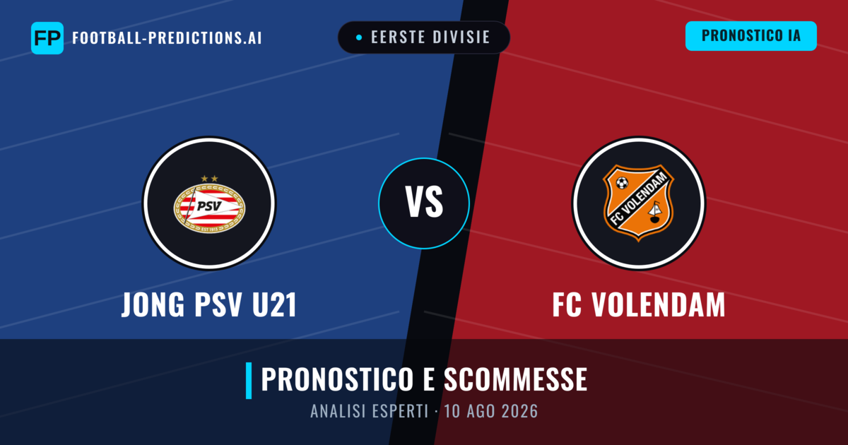 Jong PSV U21 vs FC Volendam — pronostico e anteprima del match