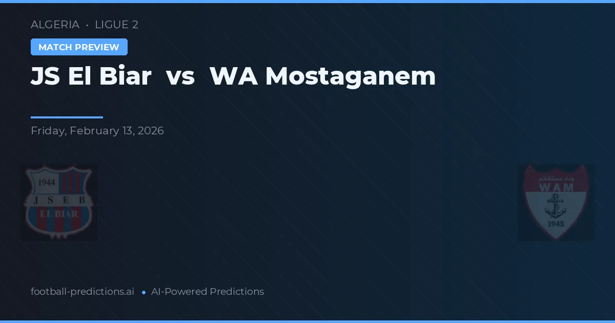 JS El Biar vs WA Mostaganem — pronostic et avant-match