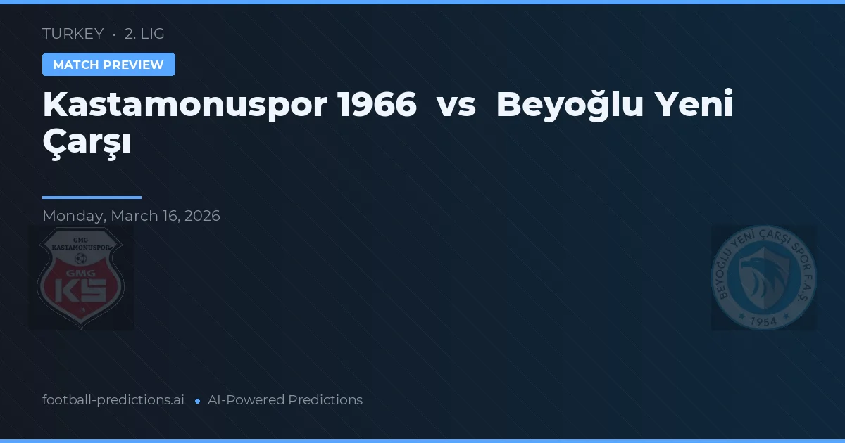 카스타모누스포르 1966 대 베요글루 예니 차르시 — 경기 예측 및 프리뷰