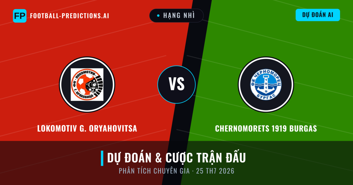 Lokomotiv G. Oryahovitsa vs Chernomorets 1919 Burgas — dự đoán và xem trước trận đấu