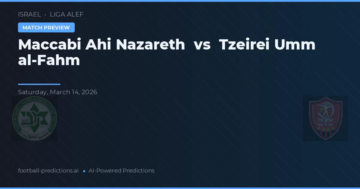 Maccabi Ahi Nazareth vs Tzeirei Umm al-Fahm — dự đoán và xem trước trận đấu