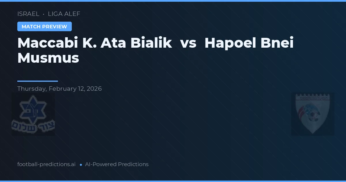 Maccabi K. Ata Bialik vs Hapoel Bnei Musmus — Prognose und Spielvorschau