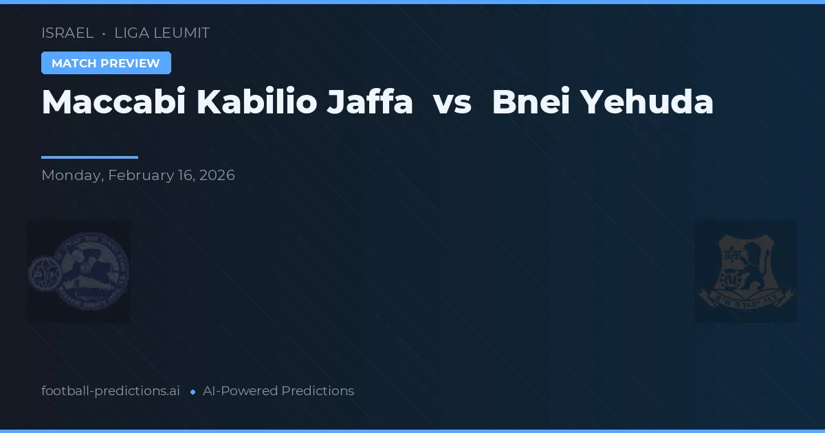 Maccabi Kabilio Jaffa vs Bnei Yehuda — pronostico e anteprima del match
