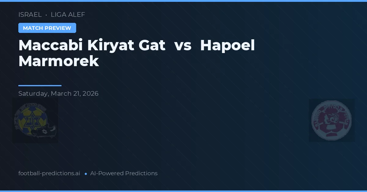 Maccabi Kiryat Gat - Hapoel Marmorak — maç tahmini ve önizleme