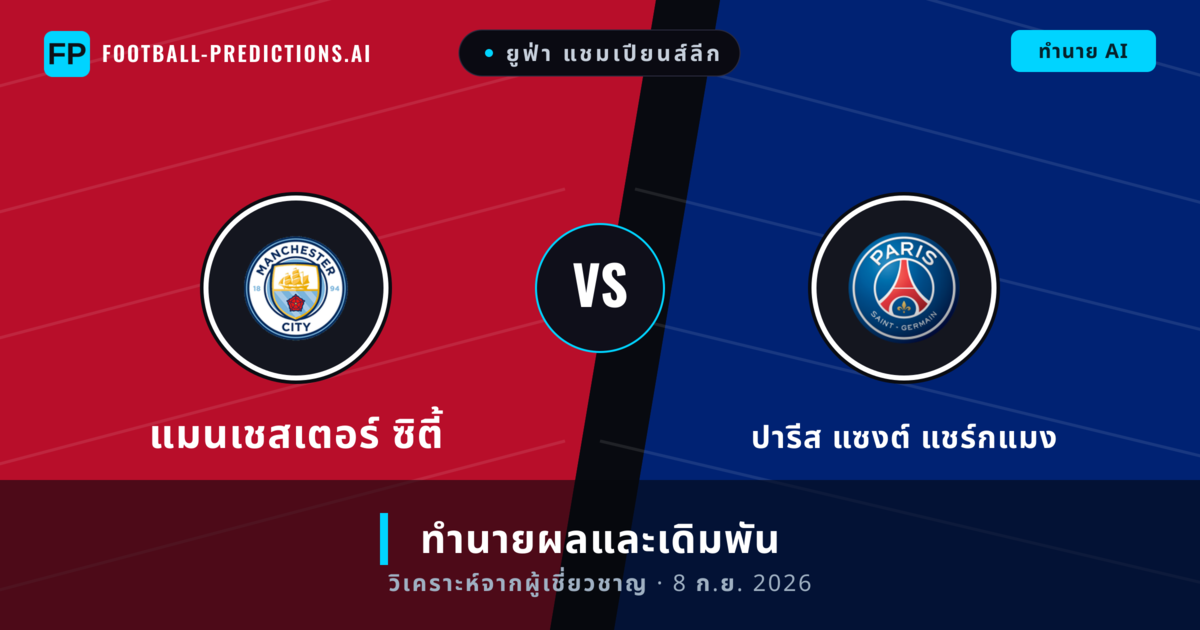 แมนเชสเตอร์ ซิตี้ พบ ปารีส แซงต์ แชร์กแมง — ทำนายผลและพรีวิวการแข่งขัน