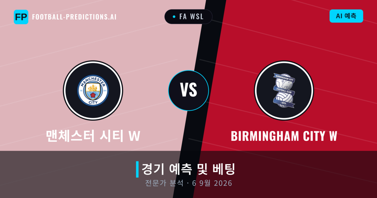 맨체스터 시티 W 대 Birmingham City W — 경기 예측 및 프리뷰