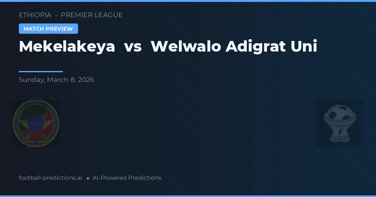 Mekelakeya vs Welwalo Adigrat Uni — match prediction & preview