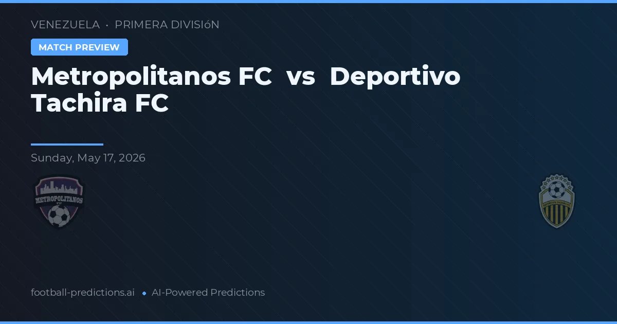 Metropolitanos FC vs Deportivo Táchira — prediksi dan pratinjau pertandingan