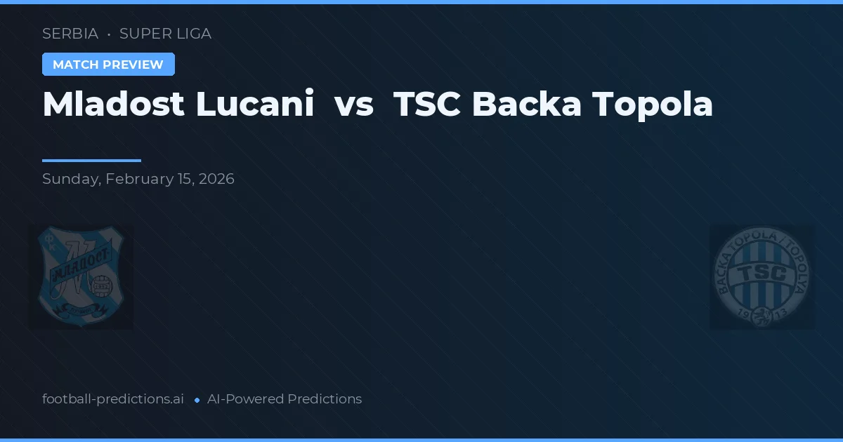 Mladost Lučani - TSC Bácsák Topola — maç tahmini ve önizleme