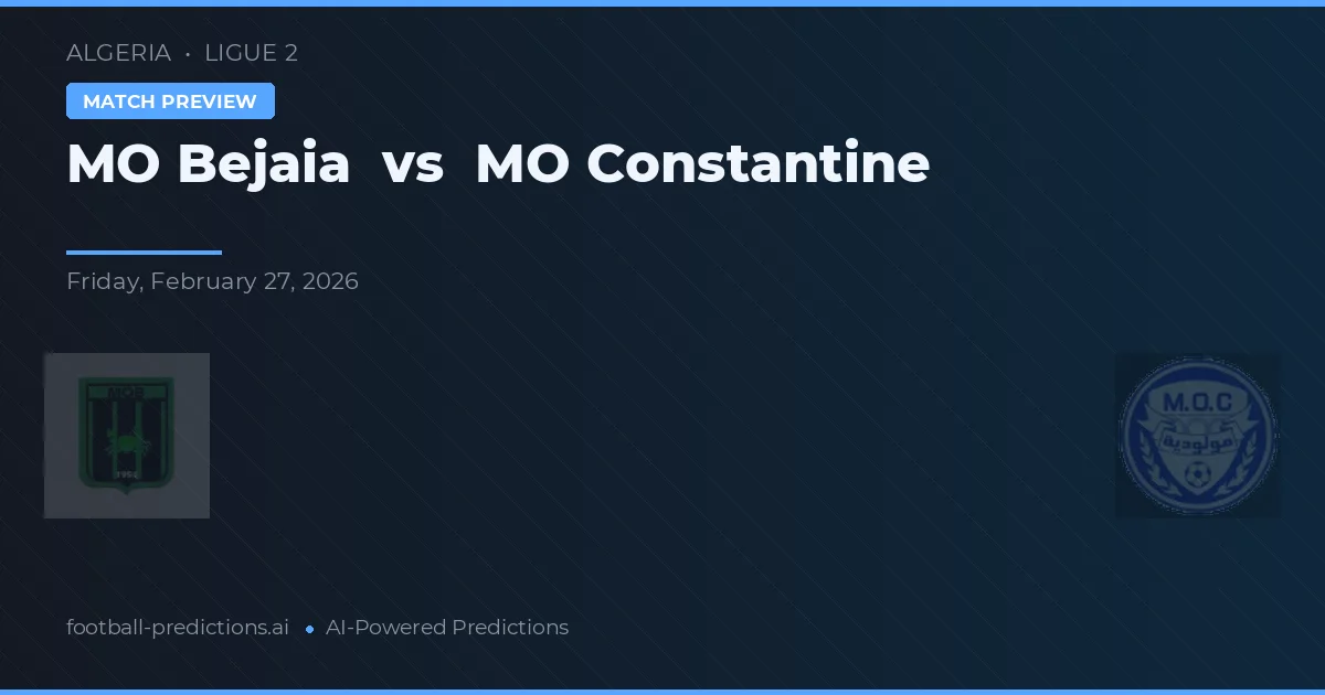 MO Bejaia - MO Constantine — maç tahmini ve önizleme
