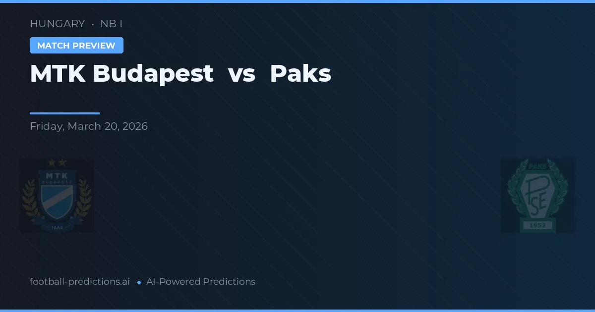 MTK Budapest vs Paks — pronostic et avant-match