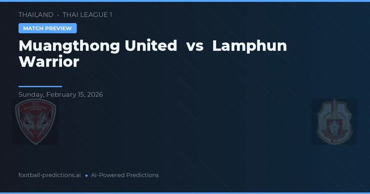 Muangthong United vs Lamphun Warrior — pronostico e anteprima del match