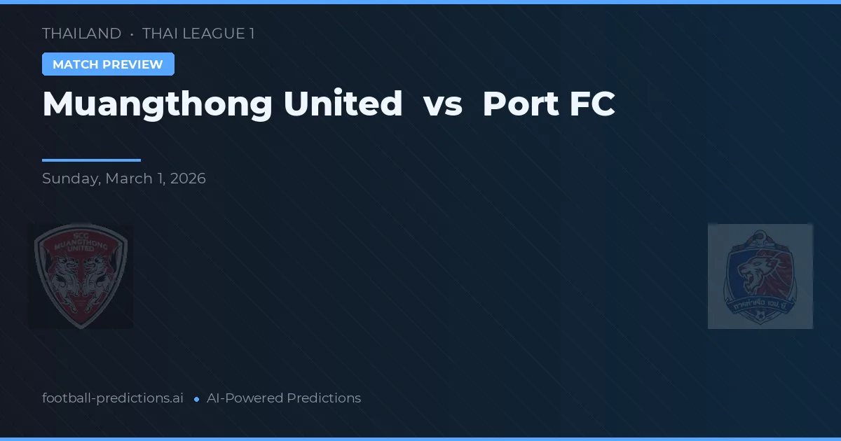 Muangthong United - Port — maç tahmini ve önizleme