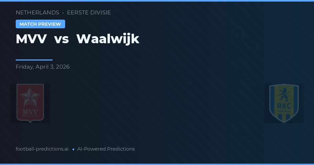 MVV vs Waalwijk — pronostic et avant-match