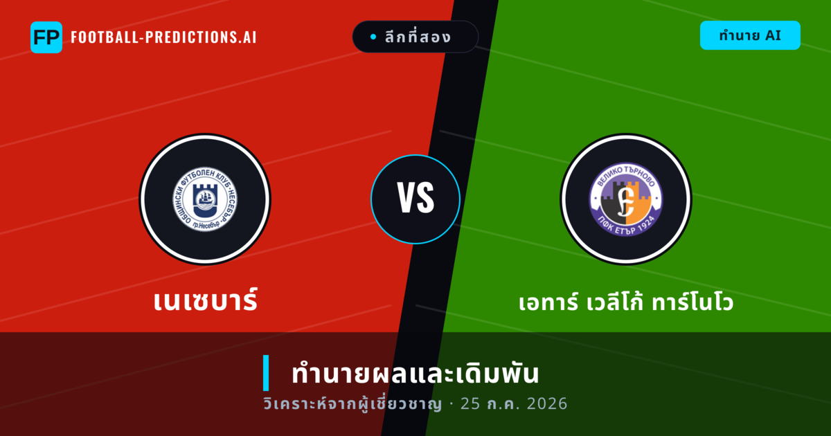 เนเซบาร์ พบ เอทาร์ เวลีโก้ ทาร์โนโว — ทำนายผลและพรีวิวการแข่งขัน