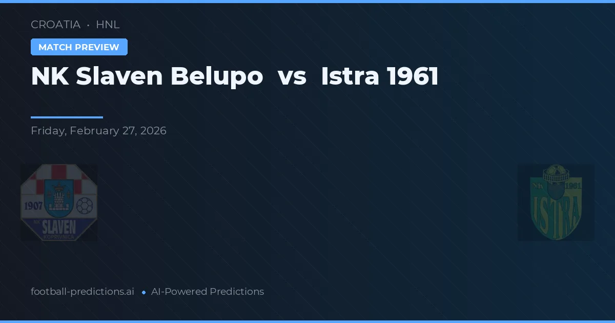 NK Slaven Belupo - Istra 1961 — maç tahmini ve önizleme