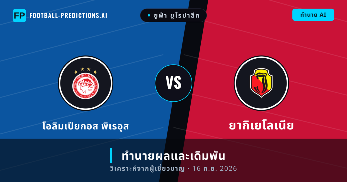 โอลิมเปียกอส พิเรอุส พบ ยากิเยโลเนีย — ทำนายผลและพรีวิวการแข่งขัน