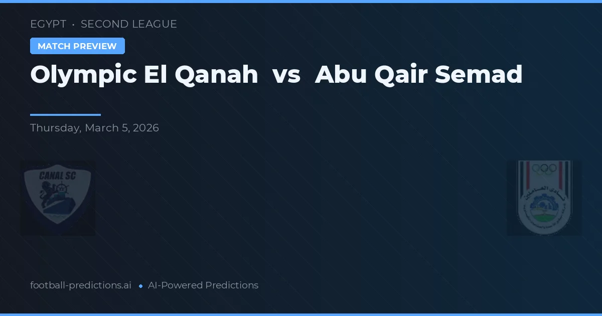 Olympic El Qanah vs Abu Qair Semad — pronostico e anteprima del match
