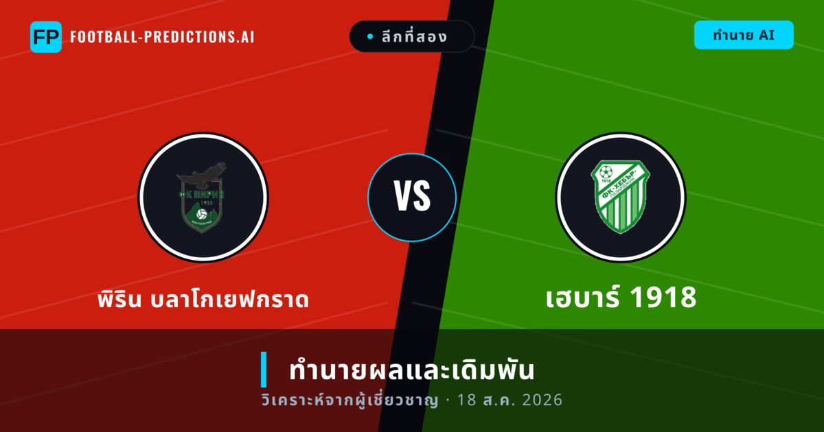 พิริน บลาโกเยฟกราด พบ เฮบาร์ 1918 — ทำนายผลและพรีวิวการแข่งขัน