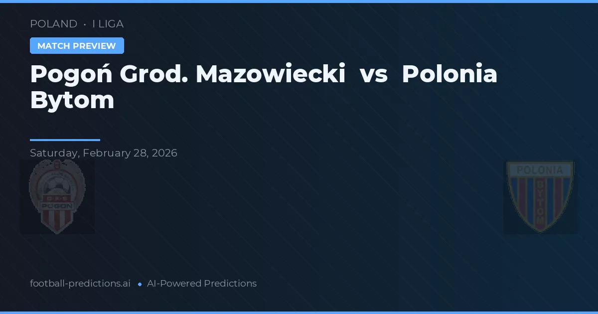 Pogoń Grod. Mazowiecki vs Polonia Bytom — prediksi dan pratinjau pertandingan