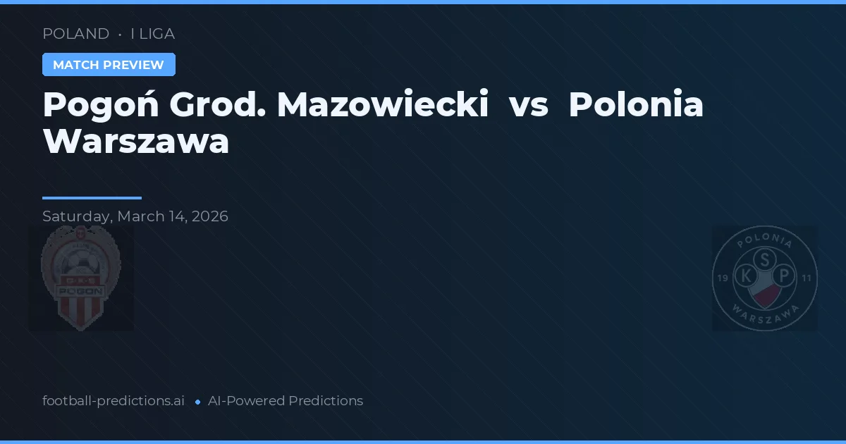Pogoń Grod. Mazowiecki vs Polonia Warszawa — match prediction & preview