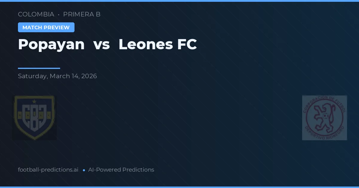 Popayan vs Leones FC — match prediction & preview