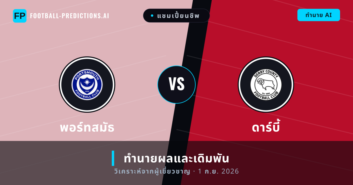 พอร์ทสมัธ พบ ดาร์บี้ — ทำนายผลและพรีวิวการแข่งขัน