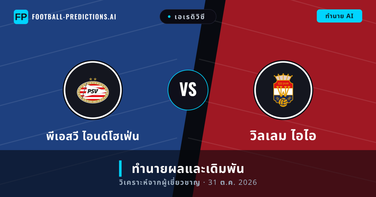 พีเอสวี ไอนด์โฮเฟ่น พบ วิลเลม ไอไอ — ทำนายผลและพรีวิวการแข่งขัน