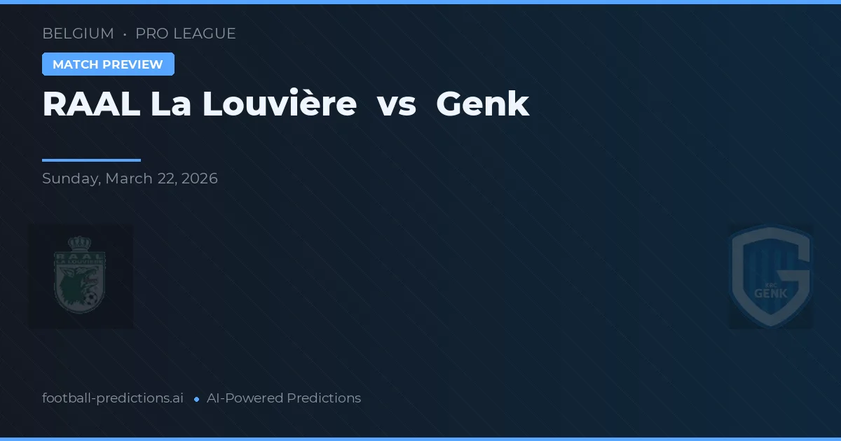 RAAL La Louvière vs Genk — match prediction & preview