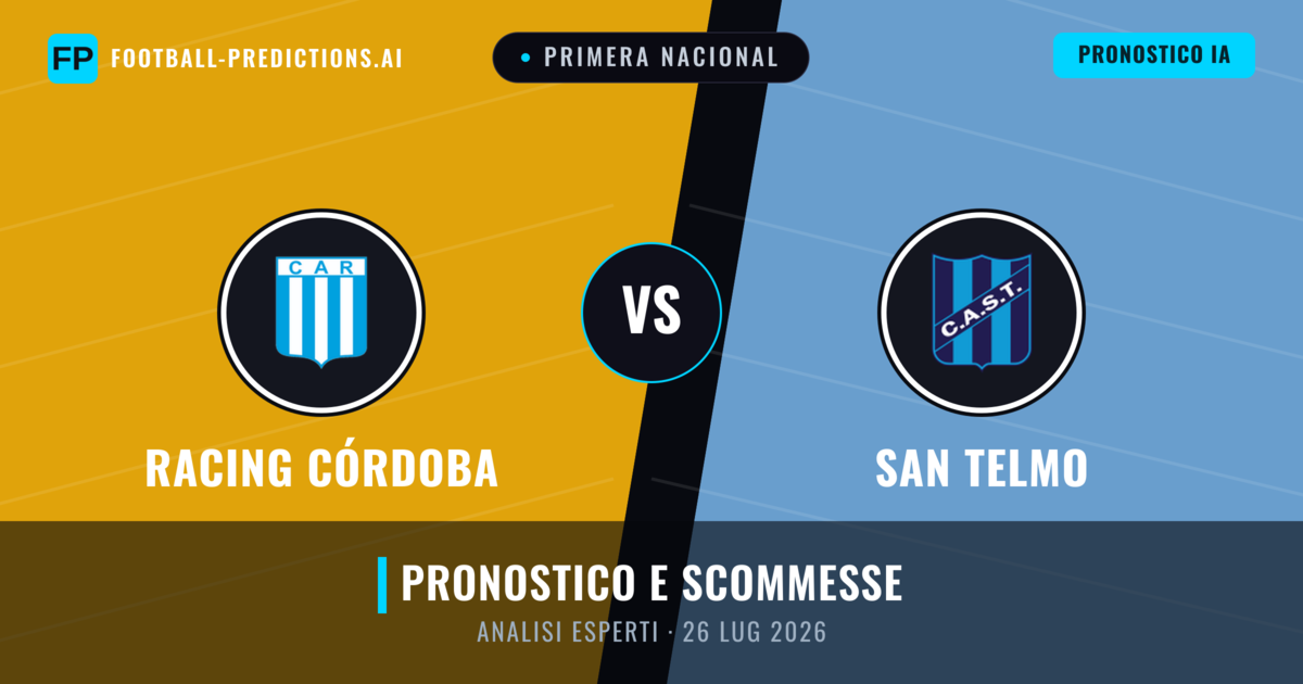 Racing Córdoba vs San Telmo — pronostico e anteprima del match