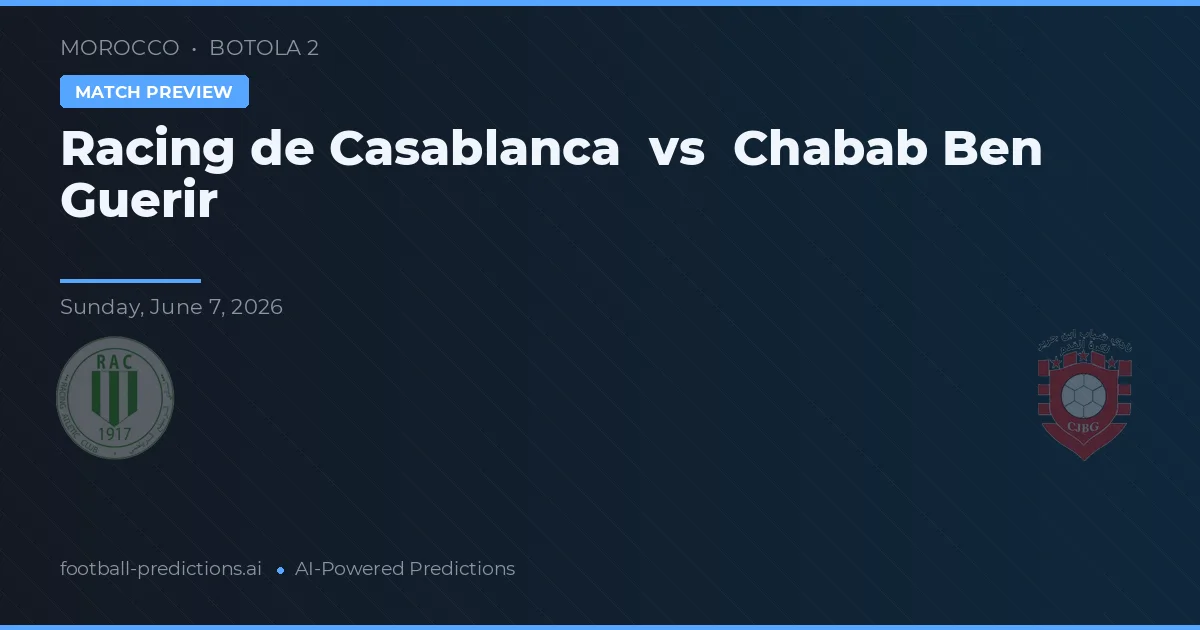 Racing Casablanca vs Chabab Ben Guerir — prediksi dan pratinjau pertandingan