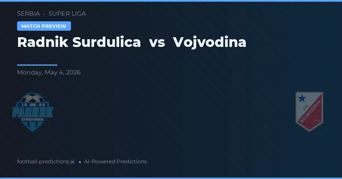 Radnik Surdulica vs Vojvodina — pronostico e anteprima del match