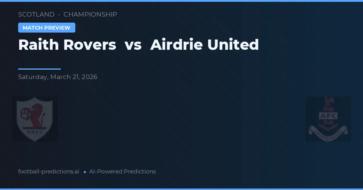 Raith Rovers vs Airdrie United — pronostic et avant-match