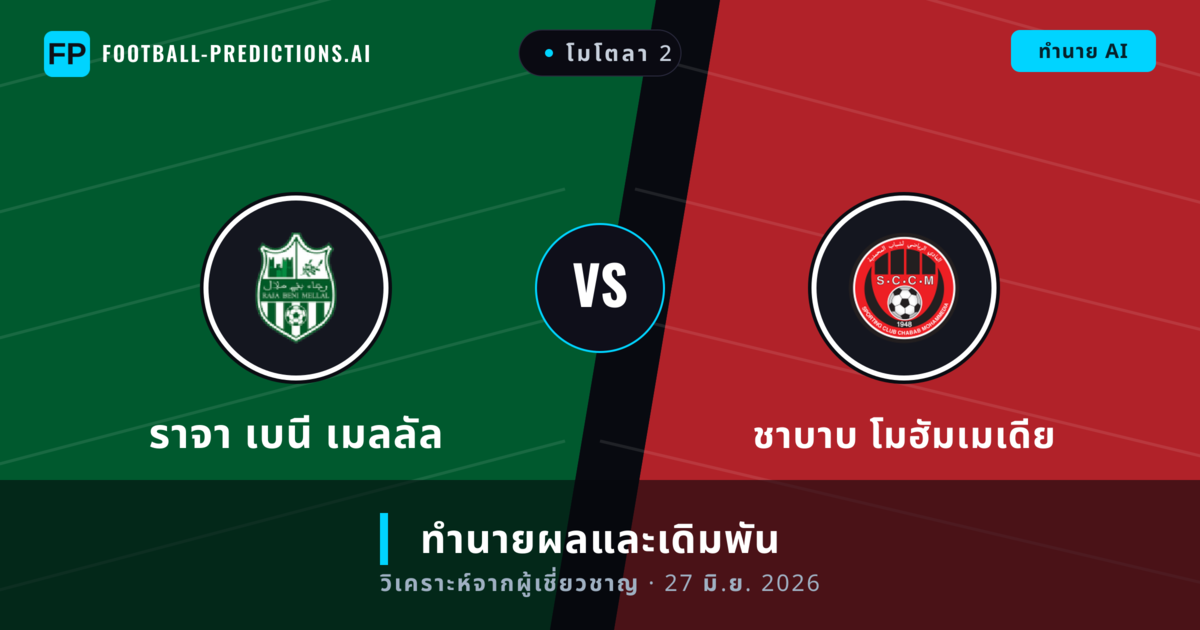 ราจา เบนี เมลลัล พบ ชาบาบ โมฮัมเมเดีย — ทำนายผลและพรีวิวการแข่งขัน