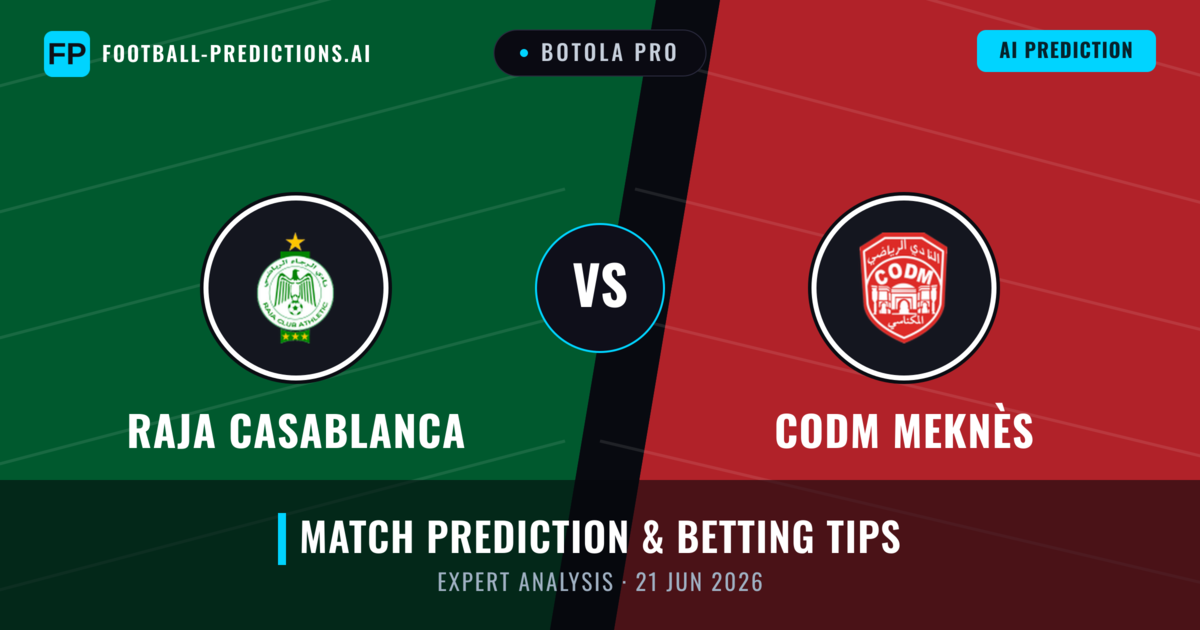 Raja Casablanca vs CODM Meknès — match prediction & preview