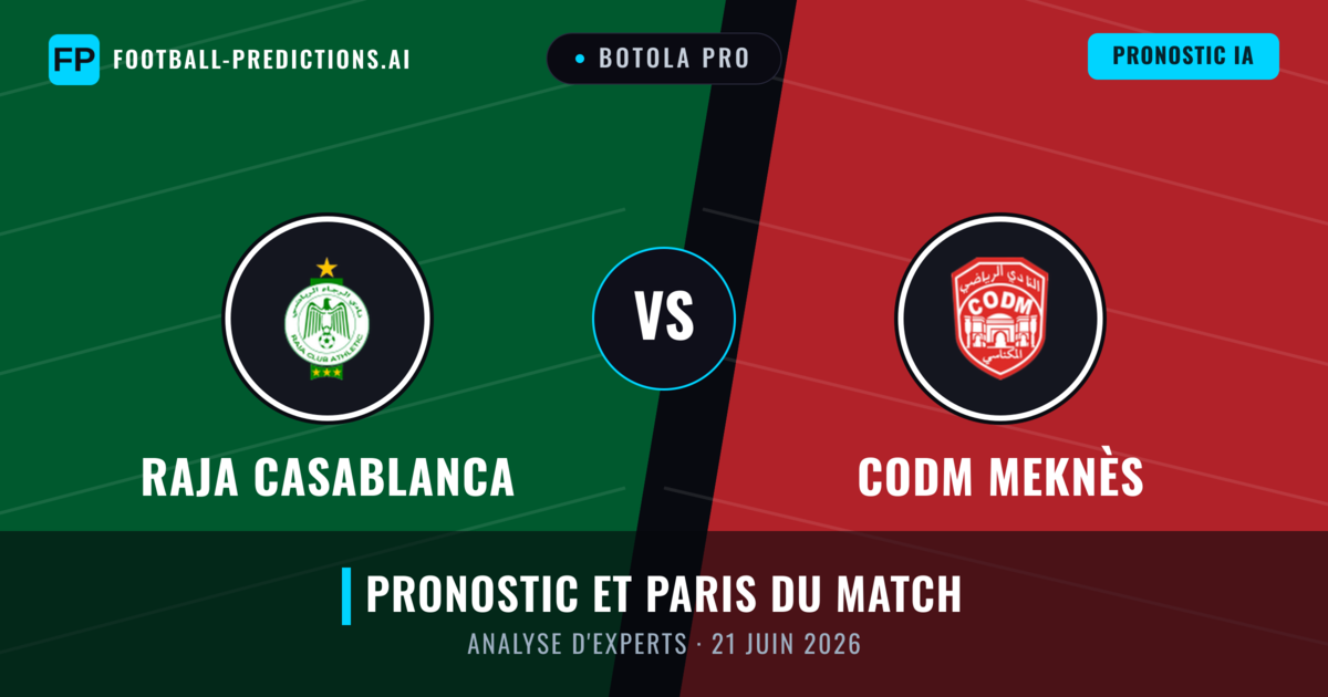 Raja Casablanca vs CODM Meknès — pronostic et avant-match
