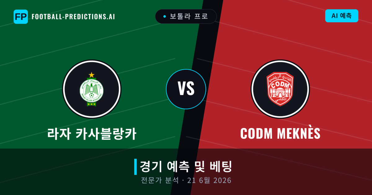 라자 카사블랑카 대 CODM Meknès — 경기 예측 및 프리뷰