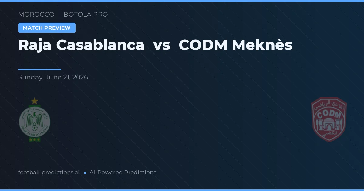 Raja Casablanca vs CODM Meknès — match prediction & preview