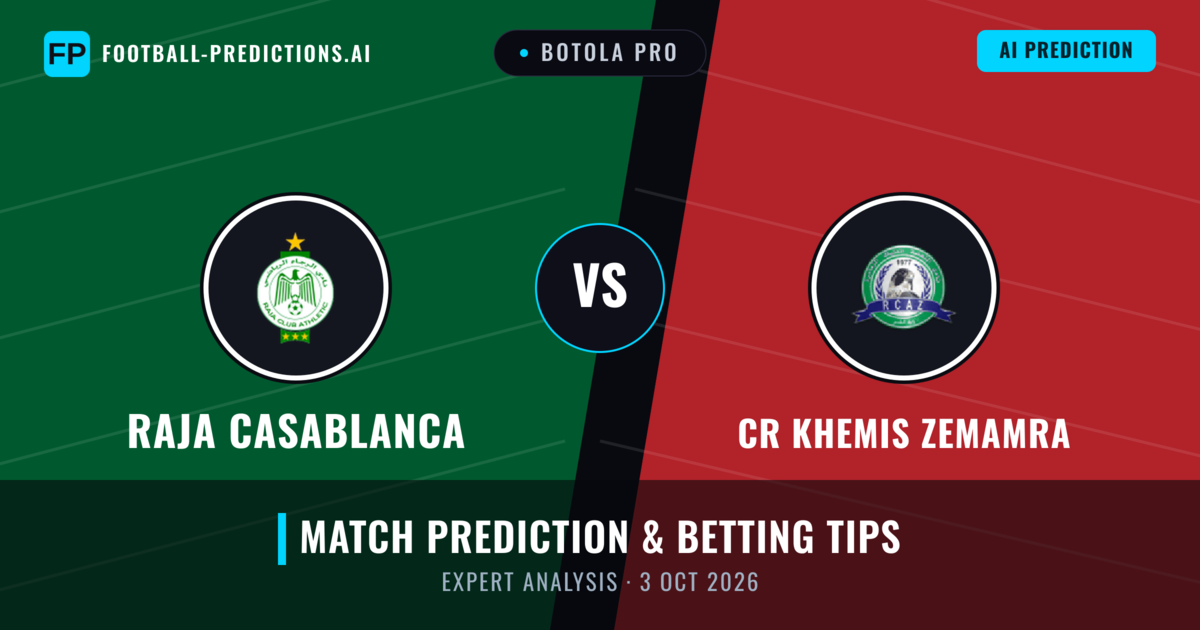 Raja Casablanca vs CR Khemis Zemamra — match prediction & preview