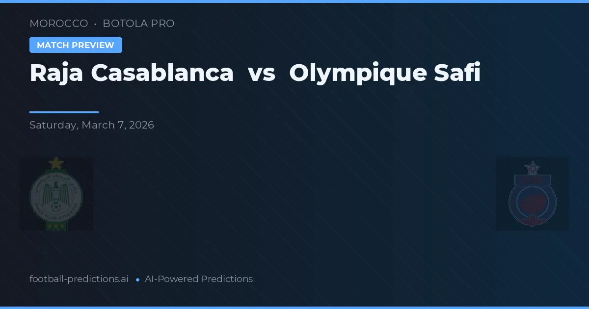 Raja Casablanca vs Olympique Safi — prediksi dan pratinjau pertandingan