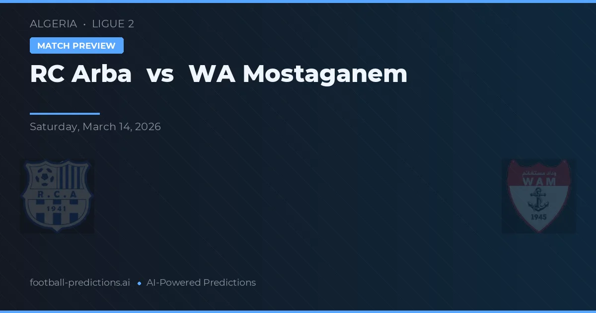 RC Arba vs WA Mostaganem — Prognose und Spielvorschau