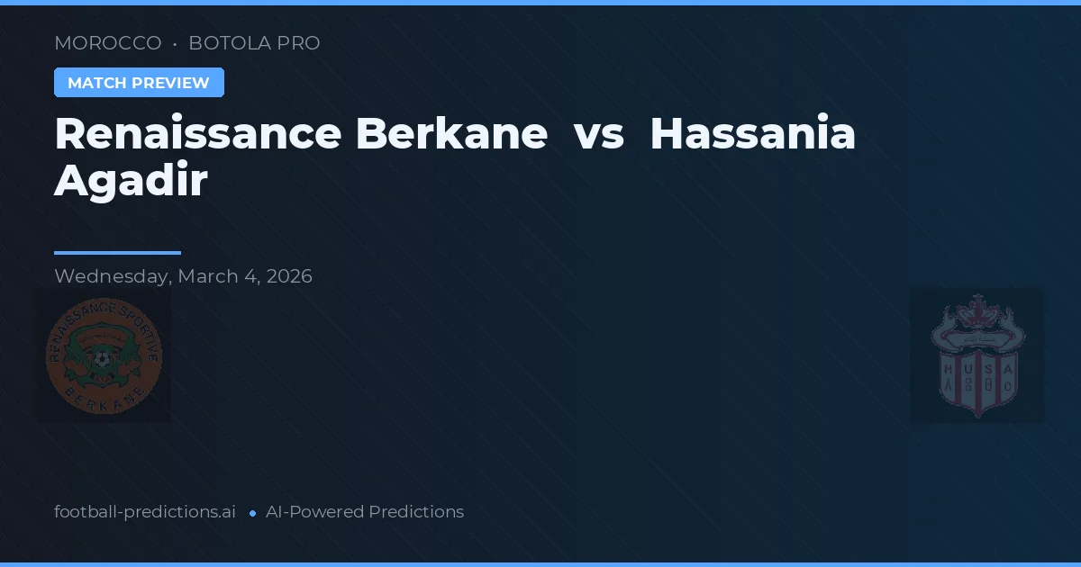 Rönesans Berkane - Hassania Agadir — maç tahmini ve önizleme