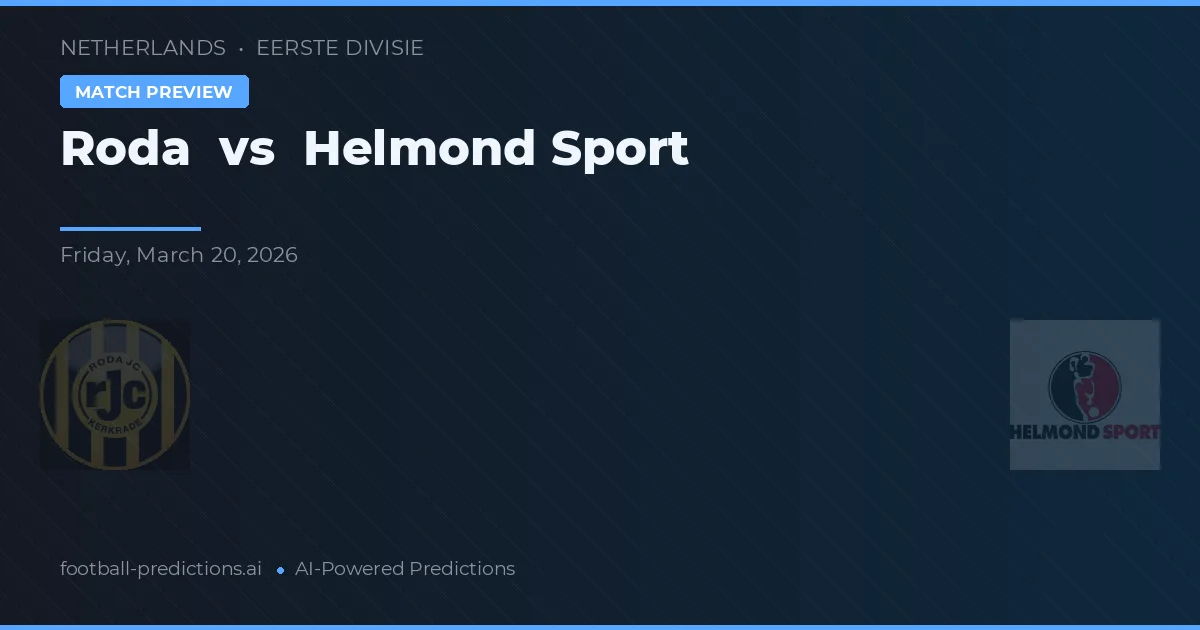 Roda JC vs Helmond Sport — prediksi dan pratinjau pertandingan