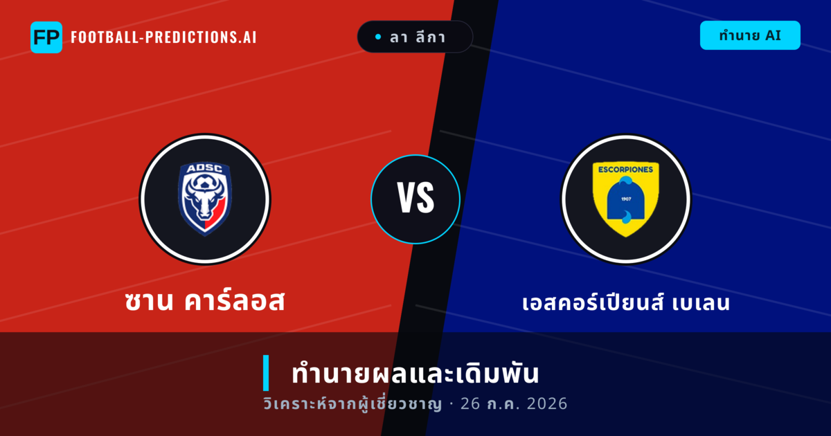 ซาน คาร์ลอส พบ เอสคอร์เปียนส์ เบเลน — ทำนายผลและพรีวิวการแข่งขัน