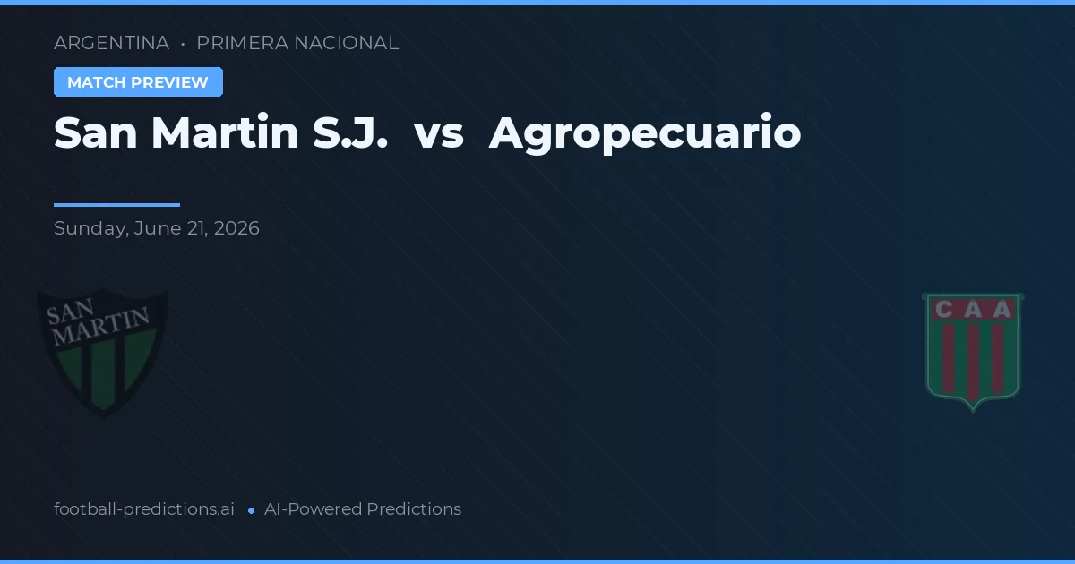 San Martín SJ - Agricultor — maç tahmini ve önizleme
