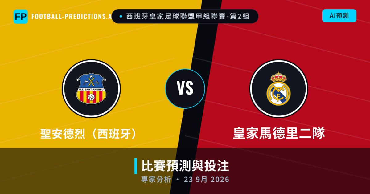 聖安德烈(西班牙) vs 皇家馬德里二隊 — 比赛预测和前瞻