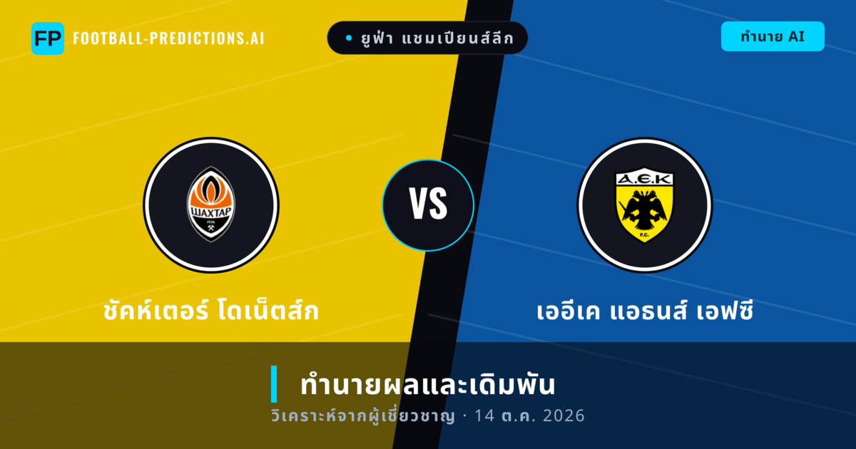 ชัคห์เตอร์ โดเน็ตส์ก พบ เออีเค แอธนส์ เอฟซี — ทำนายผลและพรีวิวการแข่งขัน