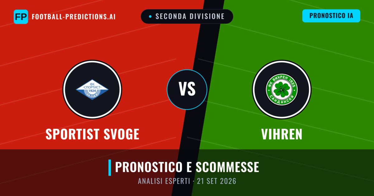 Sportist Svoge vs Vihren — pronostico e anteprima del match